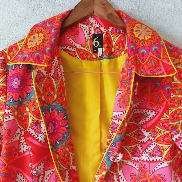 6 By Six Womans M Vibrant Mandala Print Boho Detailed Jacket - Picture 4 of 11
